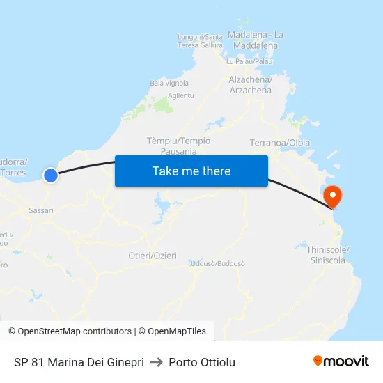 SP 81 Marina Dei Ginepri to Porto Ottiolu map