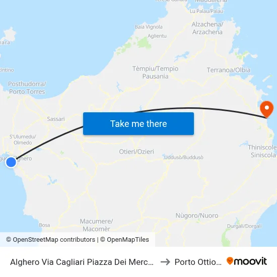 Alghero Cagliari Street Market Square to Porto Ottiolu map