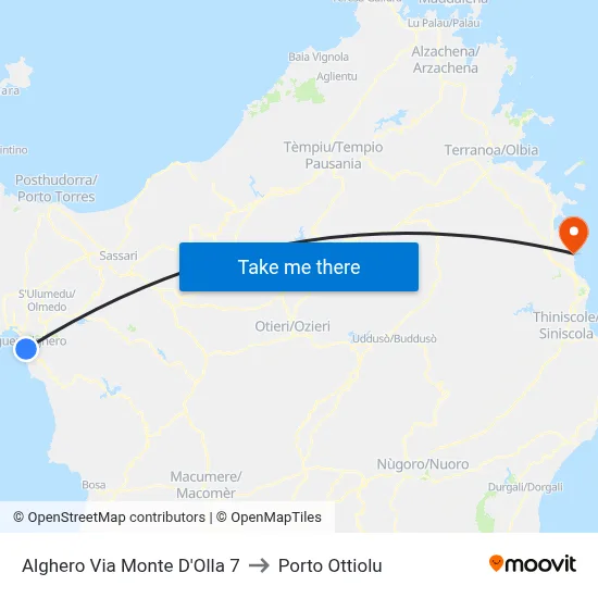 Alghero Via Monte D'Olla 7 to Porto Ottiolu map