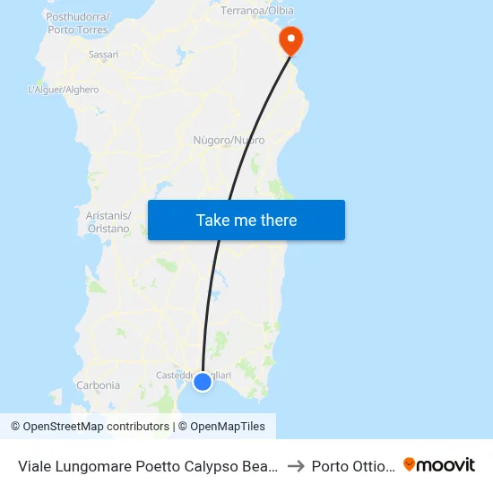 Poetto Waterfront Boulevard Calypso Beach to Porto Ottiolu map