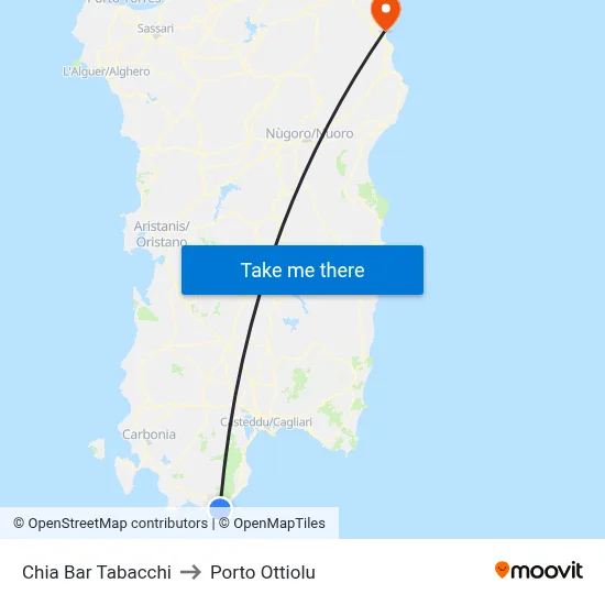 Chia Bar Tobacco to Porto Ottiolu map