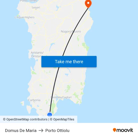 Domus De Maria to Porto Ottiolu map