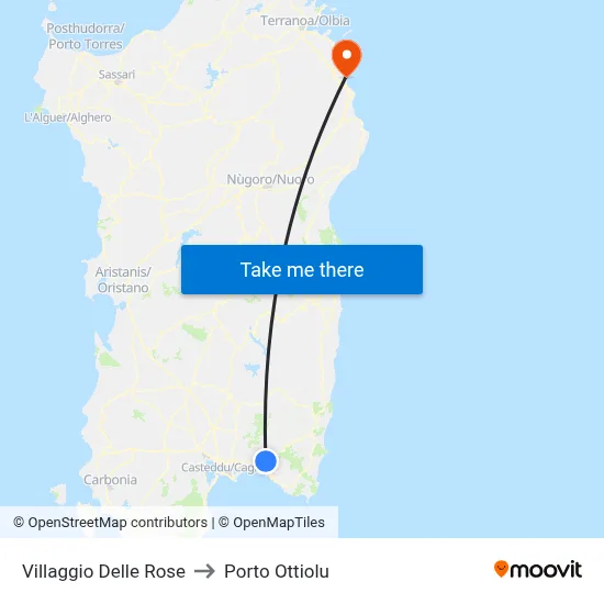 Rose Village to Porto Ottiolu map