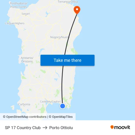 SP 17 Country Club to Porto Ottiolu map