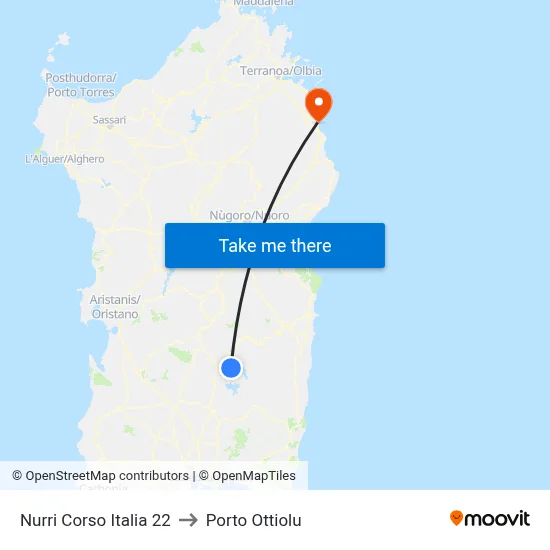 Nurri Italy Avenue 22 to Porto Ottiolu map