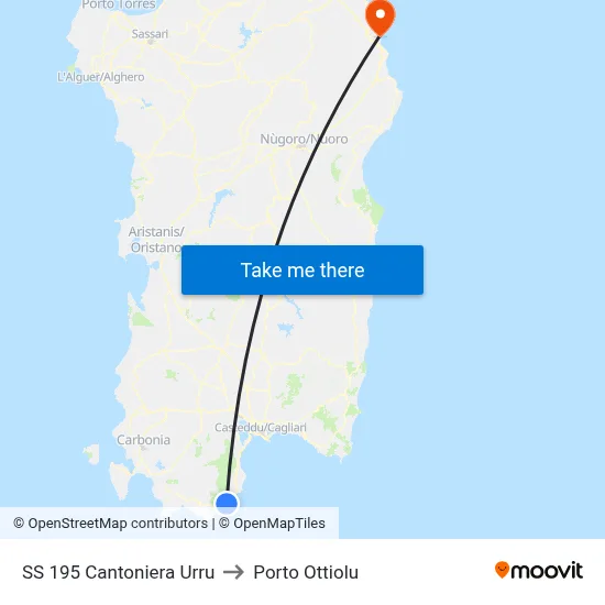 SS 195 Urru Checkpoint to Porto Ottiolu map