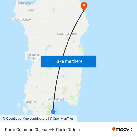 Porto Columbu Church to Porto Ottiolu map