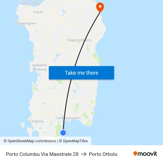 Porto Columbu Maestrale Street 28 to Porto Ottiolu map