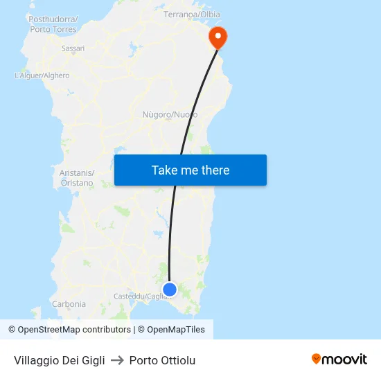 Village of Lilies to Porto Ottiolu map