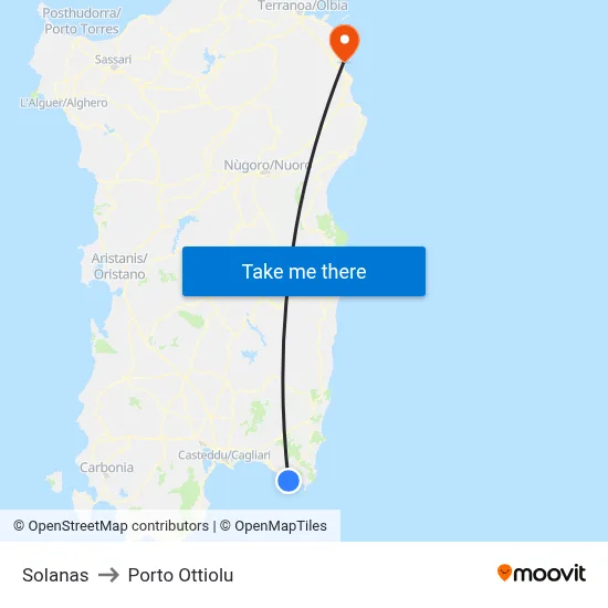 Solanas to Porto Ottiolu map