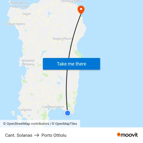 Solanas Quarry to Porto Ottiolu map