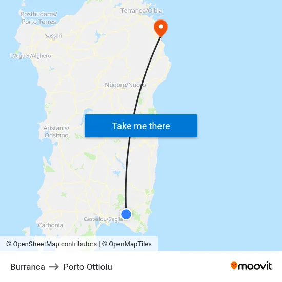 Burranca to Porto Ottiolu map