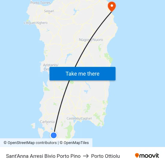 Sant'Anna Arresi Porto Pino Junction to Porto Ottiolu map