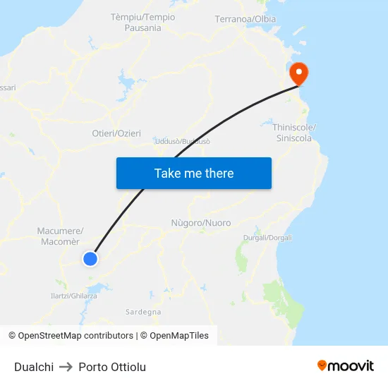 Dualchi to Porto Ottiolu map