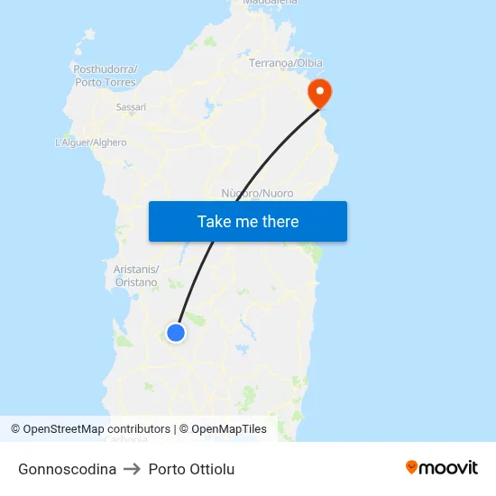 Gonnoscodina to Porto Ottiolu map
