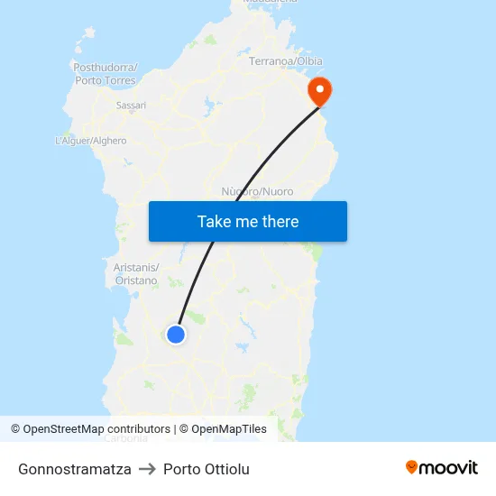 Gonnostramatza to Porto Ottiolu map