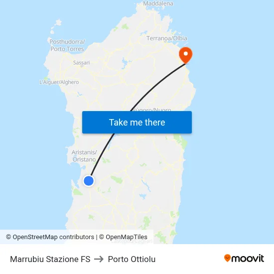 Marrubiu Railway Station to Porto Ottiolu map