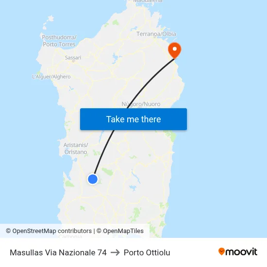 Via Nazionale 74, Masullas to Porto Ottiolu map