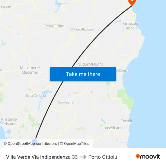 Villa Verde Via Independence 33 to Porto Ottiolu map