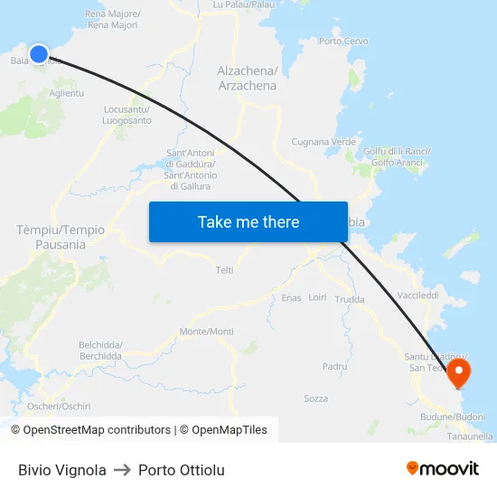 Vignola Junction to Porto Ottiolu map