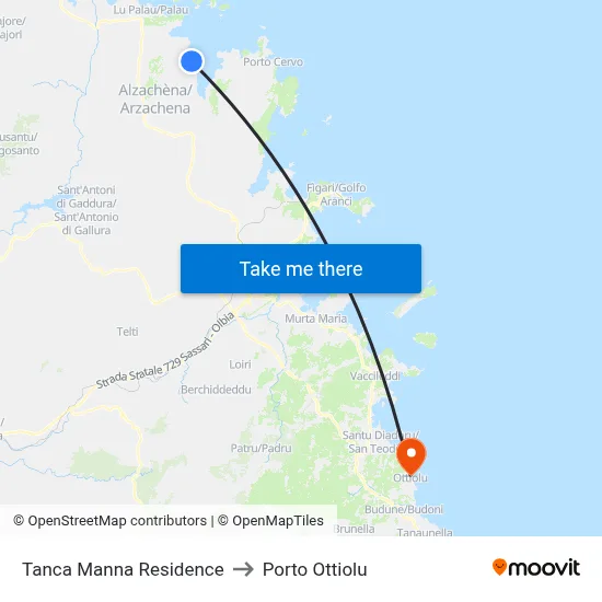 Tanca Manna Residence to Porto Ottiolu map