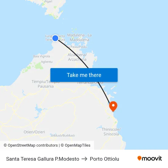 Santa Teresa Gallura P.Modesto to Porto Ottiolu map