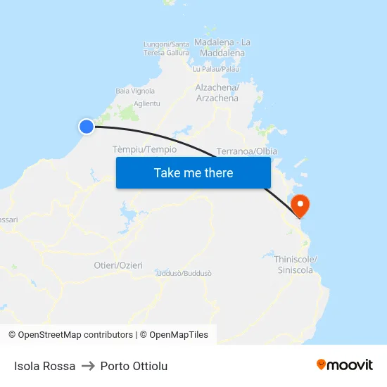 Isola Rossa to Porto Ottiolu map