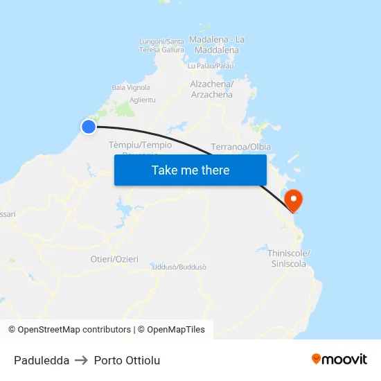 Paduledda to Porto Ottiolu map