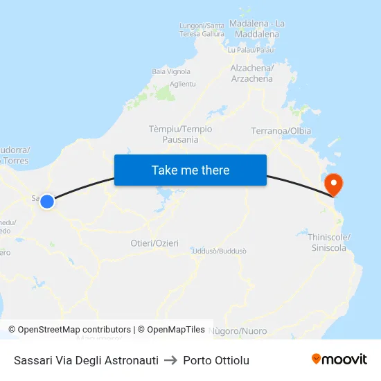 Sassari Astronauts Street to Porto Ottiolu map