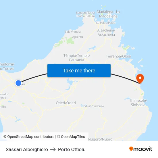 Sassari Hospitality School to Porto Ottiolu map