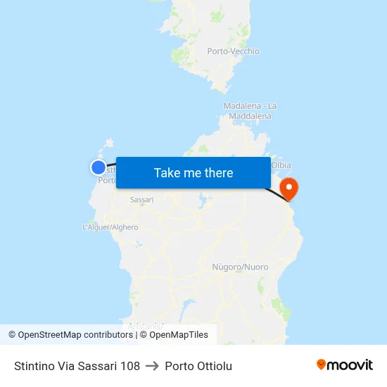 Stintino Sassari Street 108 to Porto Ottiolu map