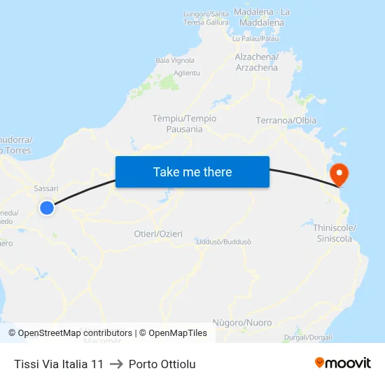 11 Italia Street Tissi to Porto Ottiolu map