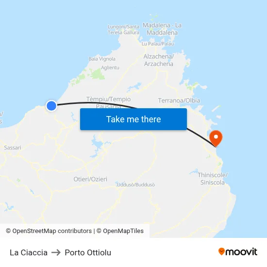 La Ciaccia to Porto Ottiolu map