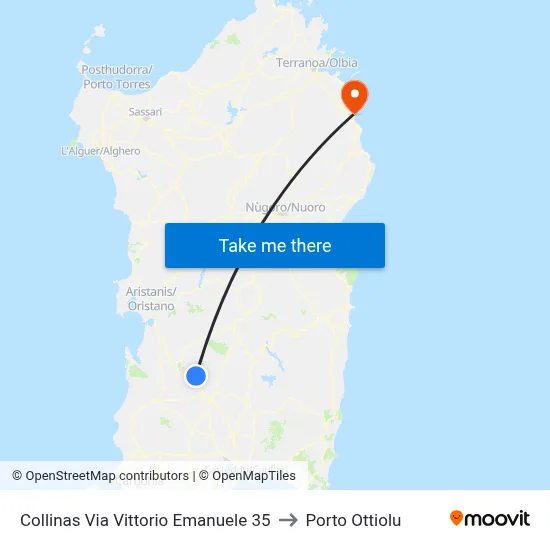 Collinas Vittorio Emanuele Street 35 to Porto Ottiolu map