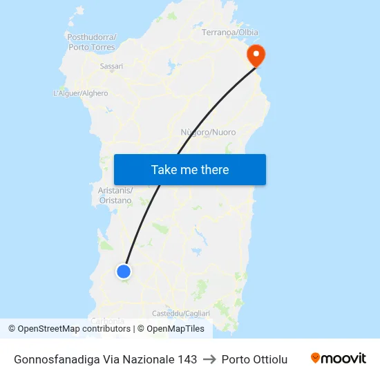 143 National Street, Gonnosfanadiga to Porto Ottiolu map