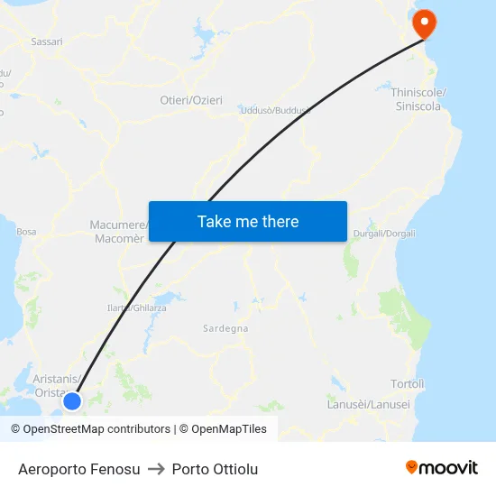 Fenosu Airport to Porto Ottiolu map