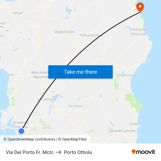 Via Del Porto Opposite MCTC to Porto Ottiolu map