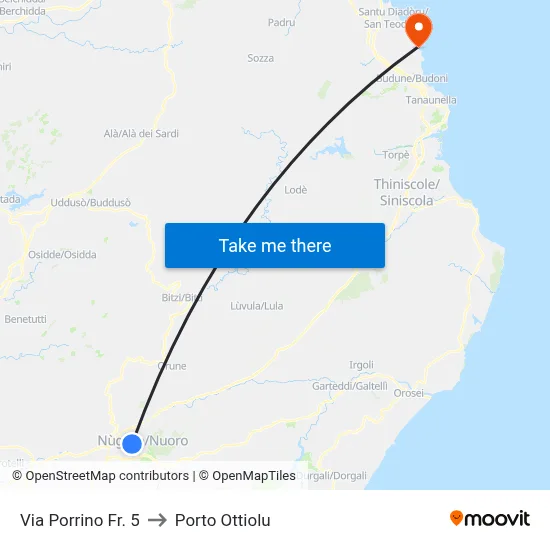 5 Porrino Street to Porto Ottiolu map