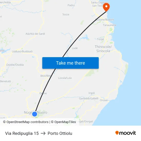 Via Redipuglia 15 to Porto Ottiolu map