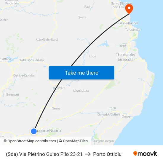 (Road) Pietrino Guiso Pilo Street 23-21 to Porto Ottiolu map