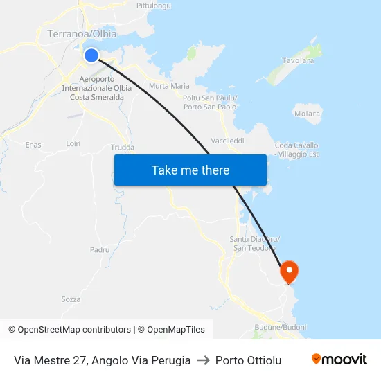 Via Mestre 27, Corner of Via Perugia to Porto Ottiolu map