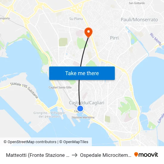 Matteotti (Opposite Railway Station) to Microcitemic Hospital map