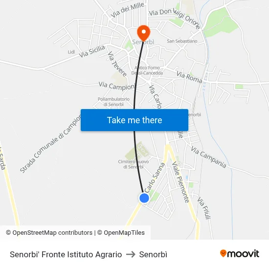 Senorbi Opposite Agricultural Institute to Senorbì map