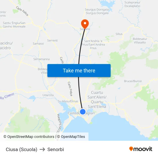 Ciusa (School) to Senorbì map