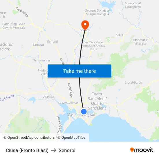 Ciusa (Opposite Biasi) to Senorbì map