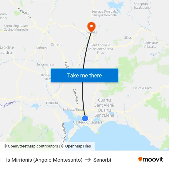 Is Mirrionis (Corner of Montesanto) to Senorbì map