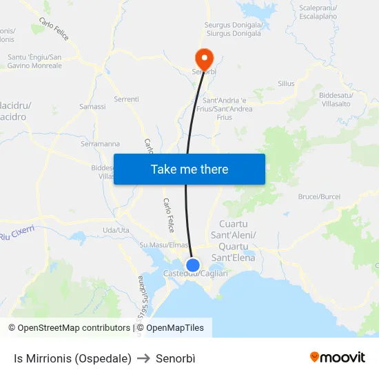 Is Mirrionis (Hospital) to Senorbì map
