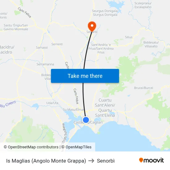 Is Maglias (Corner of Monte Grappa) to Senorbì map