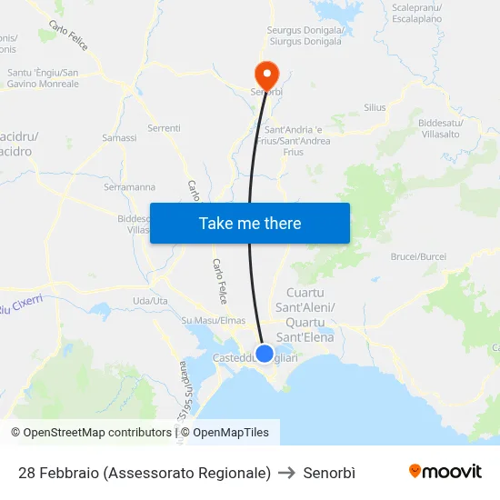 February 28th (Regional Department) to Senorbì map