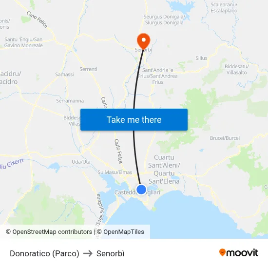 Donoratico (Park) to Senorbì map